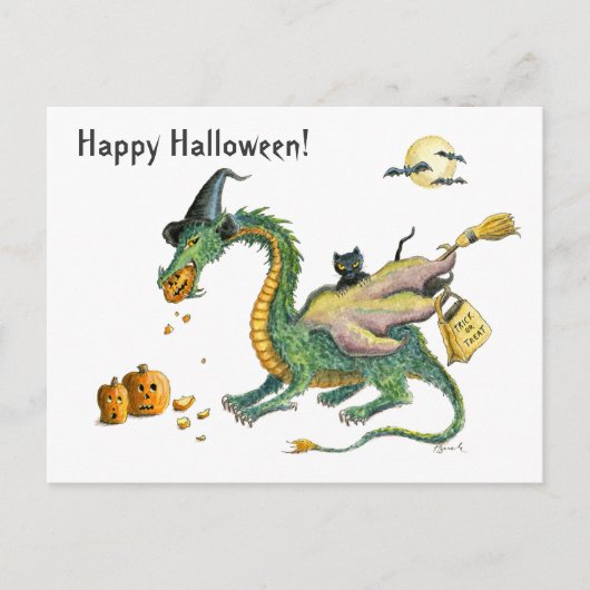 Trick or treat Dragon briefkaart (Voorkant)