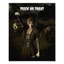 Trick or Treat. Dunne vrouw met lamp