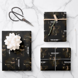 Trick or Treat. Dunne vrouw met lamp Inpakpapier Vel