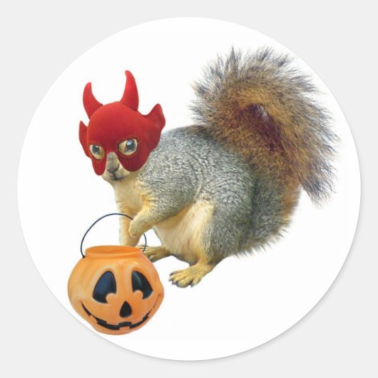 Trick or treat Eekhoorn Ronde Sticker (Voorkant)