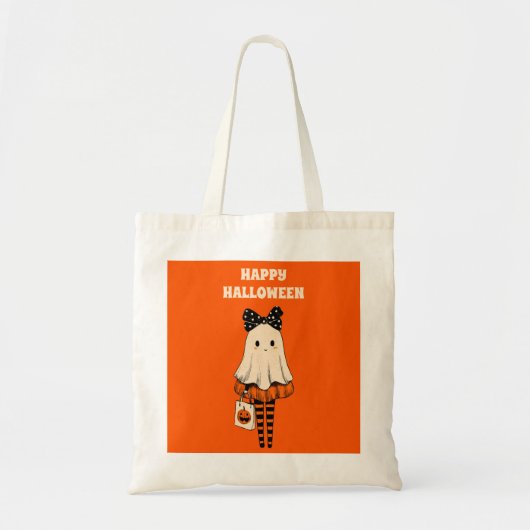 Trick or treat eigenzinnige Schattigee geest Happy Tote Bag (Voorkant)