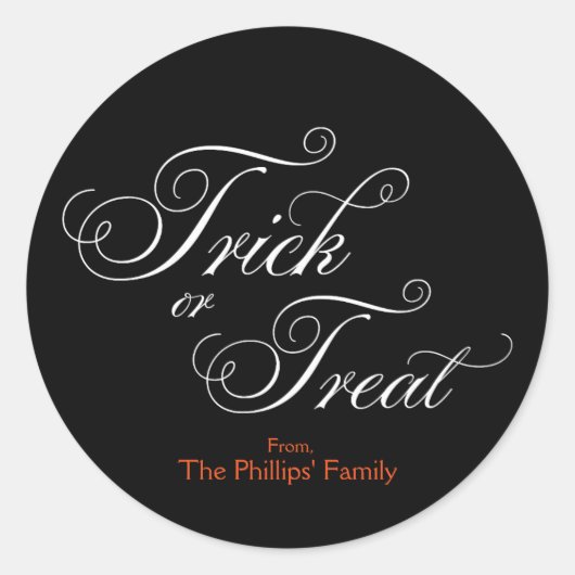 TRICK OR TREAT Elegant Zwart Halloween Sticker (Voorkant)