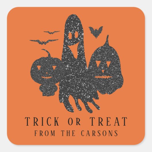 Trick or treat Favor Halloween Ghost Pumpkins Bats Vierkante Sticker (Voorkant)