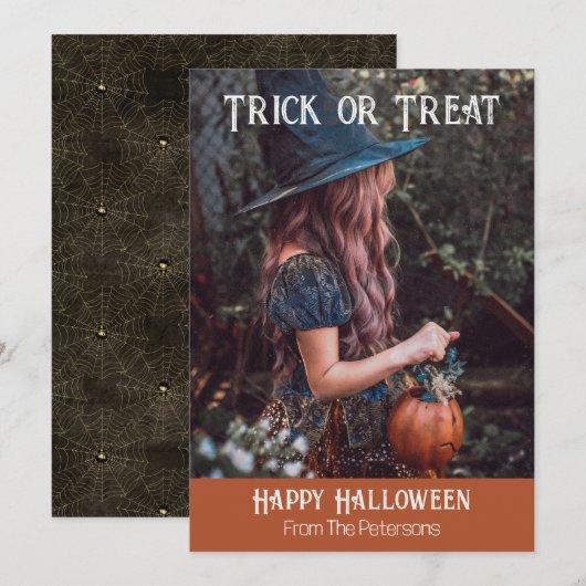 Trick or Treat Fijne Halloween Feestdag Kaart (Voorkant / Achterkant)