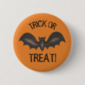 Trick or treat Flying Black Bat Happy Halloween Ronde Button 5,7 Cm (Voorkant)