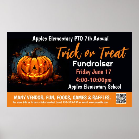 Trick or treat Fondsenwerving PTO PTA Kerkbanner Poster (Voorkant)