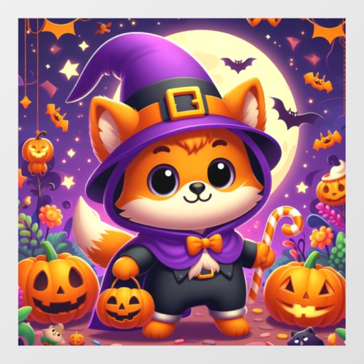 Trick or treat Fox Raamsticker (Vel)