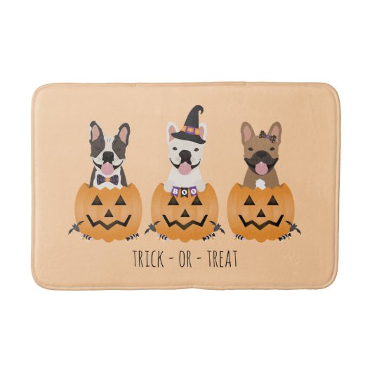 Trick or treat French Bulldogs Pumpkin Badmat (Voorkant)