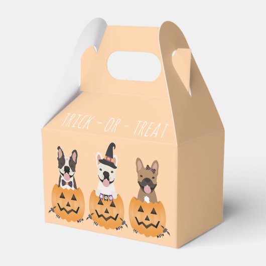 Trick or treat French Bulldogs Pumpkin Bedankdoosjes (Achterkant)