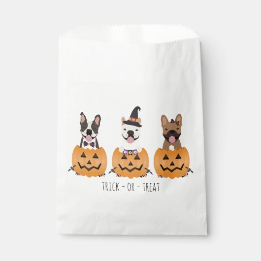Trick or treat French Bulldogs Pumpkin Bedankzakje (Voorkant)