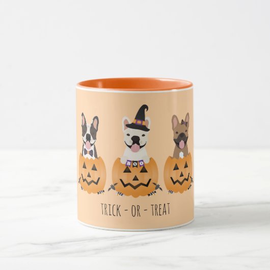 Trick or treat French Bulldogs Pumpkin Mok (Midden)