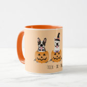 Trick or treat French Bulldogs Pumpkin Mok (Voorkant links)