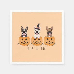 Trick or treat French Bulldogs Pumpkin Servet