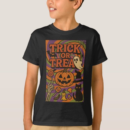 Trick or treat Full Chest Halloween Kleding Unisex T-shirt (Voorkant)