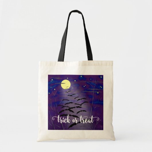 Trick or treat Full Moon en Bats Halloween Tote Bag (Voorkant)