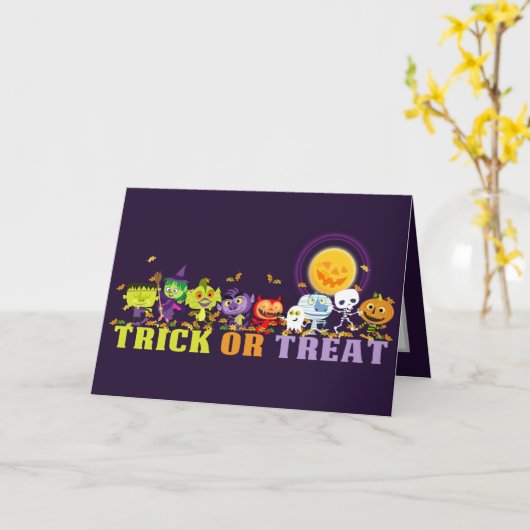 Trick or treat fun kaart (Gele Bloem)