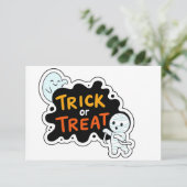 Trick or treat Fun RSVP Kaartje (Staand voorkant)