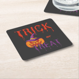 Trick or treat Funny Halloween Pumpkin Kartonnen Onderzetters