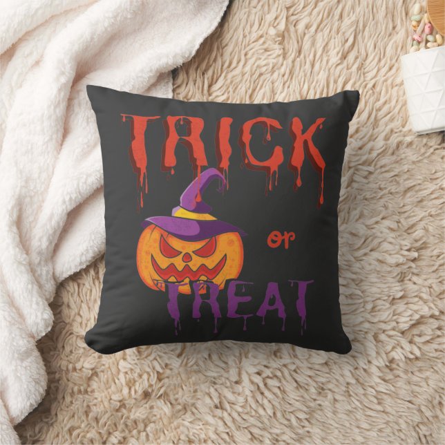 Trick or treat Funny Halloween Pumpkin Kussen (Deken)