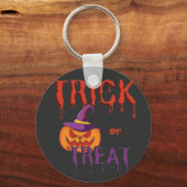 Trick or treat Funny Halloween Pumpkin Sleutelhanger (Voorkant)