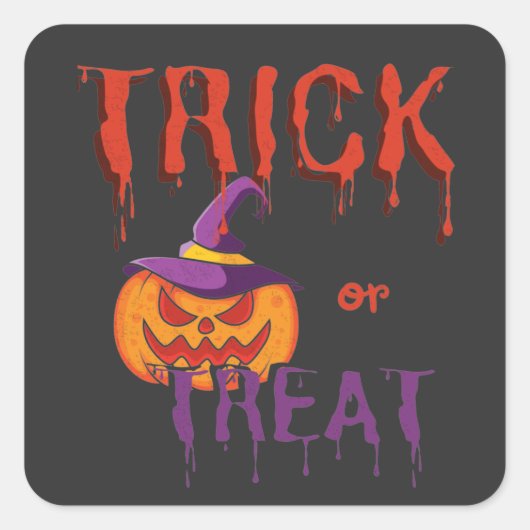Trick or treat Funny Halloween Pumpkin Vierkante Sticker (Voorkant)
