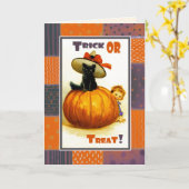 Trick or treat! Funny  Kind Halloween Kaart (Gele Bloem)
