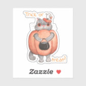 Trick or treat? Funny Pumpkin Cat Sticker (Vel)