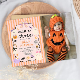 Trick or Treat Geest Halloween 3e Verjaardag Foto Kaart