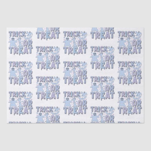 Trick or treat Geesten Schattige Wit Halloween Tissuepapier (Voorkant)