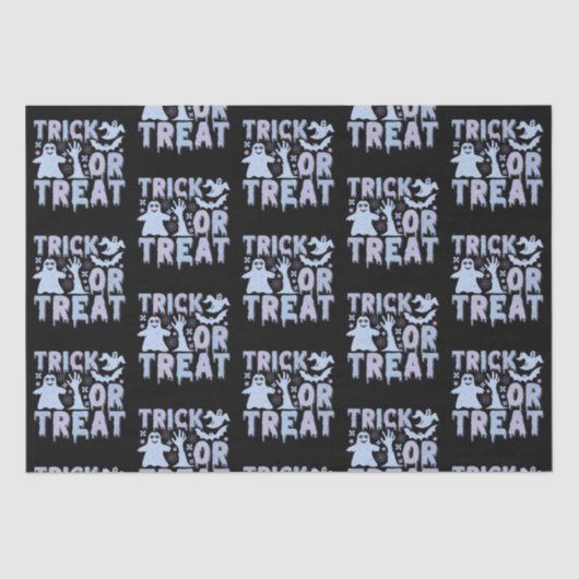 Trick or treat Geesten Schattige Zwart Halloween Tissuepapier (Voorkant)