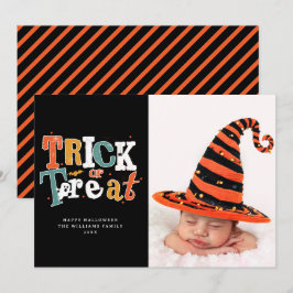 Trick Or Treat Gelukkig Halloween Foto Kaart