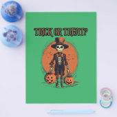 Trick or treat? Gelukkige Halloween, pompoen ontwe Flyer (Enkel)