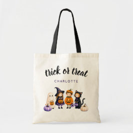 Trick or Treat Gepersonaliseerde Cute Leuke Hallow Tote Bag