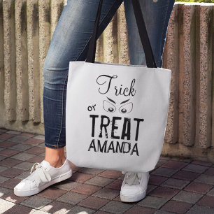 Trick or Treat Gepersonaliseerde Halloween Griezel Tote Bag