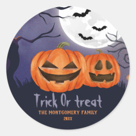 Trick or treat Gepersonaliseerde naam Halloween Pa Ronde Sticker