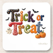 Trick or Treat gestreepte letters met vleermuizen