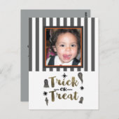 Trick or treat Ghost Chic Modern Halloween Photo Briefkaart (Voorkant / Achterkant)