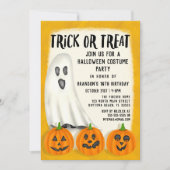 Trick or treat Ghost Halloween Kostuum Verjaardag Kaart (Voorkant)
