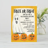 Trick or treat Ghost Halloween Kostuum Verjaardag Kaart (Staand voorkant)