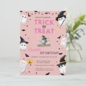 Trick or treat Ghost Halloween Party Verjaardag Kaart (Staand voorkant)