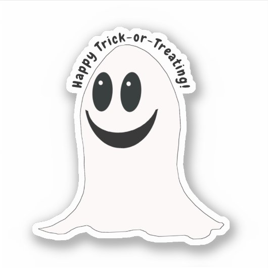 Trick-or-Treat Ghost Halloween Sticker (Voorkant)