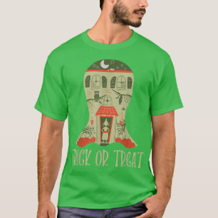 Trick or treat Ghost Haunted House Halloween Desig T-shirt