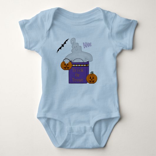 Trick or treat Ghost in Bag Baby Bodysuit (Voorkant)