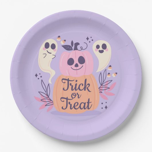 Trick or treat Ghost Papieren Bordje (Voorkant)