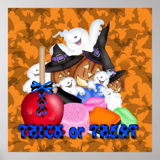 Trick or treat Ghost & Pumpkins Poster (Voorkant)