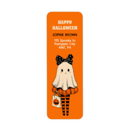 Trick or treat Ghost Schattige Halloween Retour Ad Etiket