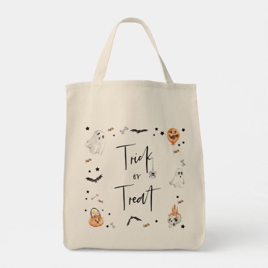 Trick or treat Ghost Spider Bat Halloween Bag Tote Bag (Achterkant)