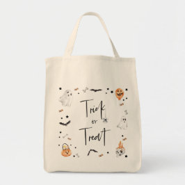 Trick or treat Ghost Spider Bat Halloween Bag Tote Bag