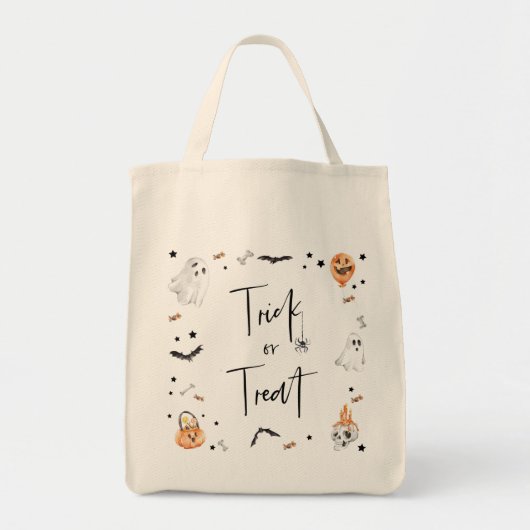Trick or treat Ghost Spider Bat Halloween Bag Tote Bag (Voorkant)