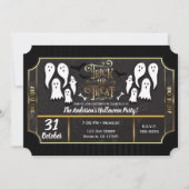 Trick or treat Ghosts Black & Gold Halloween Party Kaart (Voorkant)